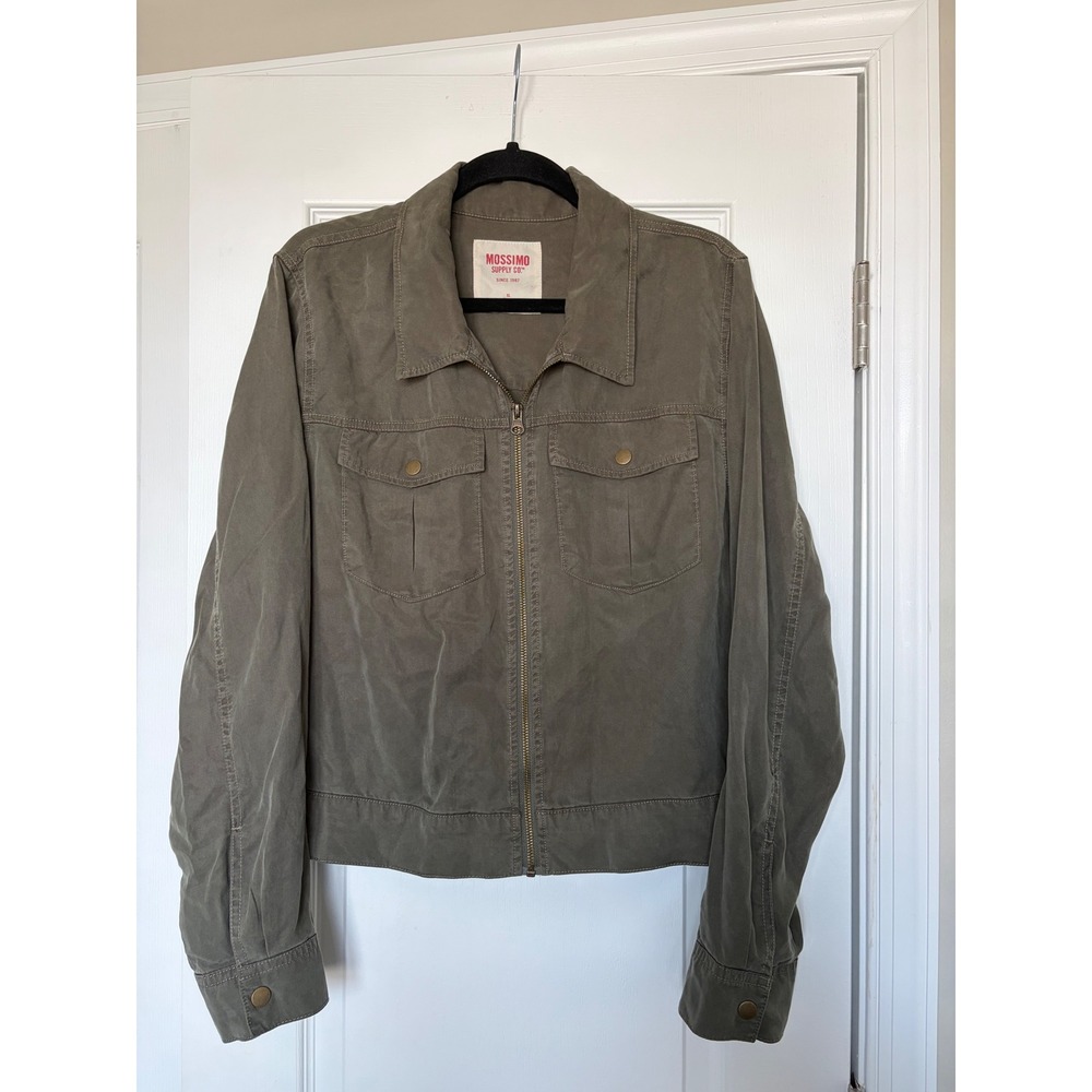 Mossimo Supply Co Womens XL Olive Green Utility Jacket Full Zip Cargo Pocket